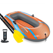 Двомісний надувний човен Bestway 61146 NE, Kondor 3000 Raft set (Hydro Force), 211 х 115 см (весла, ручний насос). 2-х камерний