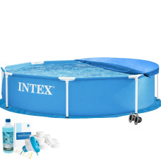 Каркасний басейн Intex 28205-5в1, 244 х 51 см (басейн, підстилка, альгенікс, хлор таблетки, тент)