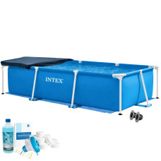 Каркасний басейн Intex 28271-5в1, 260 х 160 х 65 см (басейн, підстилка, альгенікс, хлор таблетки, тент)
