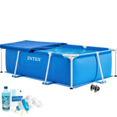 Каркасний басейн Intex 28270-5в1, 220 х 150 х 60 см (басейн, підстилка, альгенікс, хлор таблетки, тент)