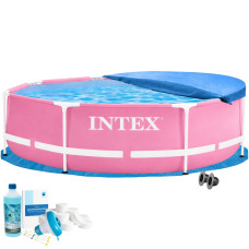 Каркасний басейн Intex 28290-5в1, 244 х 76 см (басейн, підстилка, альгенікс, хлор таблетки, тент)
