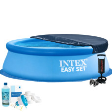 Надувний басейн Intex 28110-6в1, 244 х 76 см (басейн, підстилка, насос, альгенікс, хлор таблетки, тент) Надувний басейн Intex 28110-6в1, 244 х 76 см (басейн, підстилка, насос, альгенікс, хлор таблетки, тент)