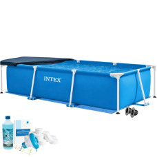 Каркасний басейн Intex 28272-5в1, 300 х 200 х 75 см (басейн, підстилка, альгенікс, хлор таблетки, тент)
