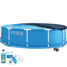 Каркасний басейн Intex 28210-5в1, 366 х 76 см (басейн, підстилка, альгенікс, хлор таблетки, тент)