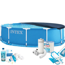 Каркасний басейн Max Intex 28210-9в1, 366 х 76 см (басейн, підстилка, фільтр 3 785 л/год, картриджі, альгенікс, хлор таблетки, тент, сачок, пилосос) Каркасний басейн Max Intex 28210-9в1, 366 х 76 см (басейн, підстилка, фільтр 3 785 л/год, картриджі, альгенікс, хлор таблетки, тент, сачок, пилосос)
