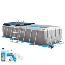 Каркасний басейн Intex 26788-6в1, 400 х 200 х 100 см (басейн, підстилка, драбина, альгенікс, хлор таблетки, тент)