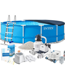 Каркасний басейн MaxPro Intex 28242-11в1, 457 x 122 см (басейн, підстилка, драбина, фільтр 7 900 л/год, пісок, альгенікс, хлоргенератор 7 г/год, сіль, тент, скіммер, робот-пилосос) Каркасний басейн MaxPro Intex 28242-11в1, 457 x 122 см (басейн, підстилка, драбина, фільтр 7 900 л/год, пісок, альгенікс, хлоргенератор 7 г/год, сіль, тент, скіммер, робот-пилосос)