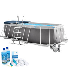 Каркасний басейн Intex 26796-6в1, 503 x 274 x 122 см (басейн, підстилка, драбина, альгенікс, хлор таблетки, тент)