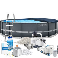 Каркасний басейн MaxPro Intex 26326-11в1, 488 x 122 см (басейн, підстилка, драбина, фільтр 7 900 л/год, пісок, альгенікс, хлоргенератор 7 г/год, сіль, тент, скіммер, робот-пилосос) Каркасний басейн MaxPro Intex 26326-11в1, 488 x 122 см (басейн, підстилка, драбина, фільтр 7 900 л/год, пісок, альгенікс, хлоргенератор 7 г/год, сіль, тент, скіммер, робот-пилосос)