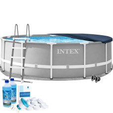 Каркасний басейн Intex 26726-6в1 457 x 122 см (басейн, підстилка, драбина, альгенікс, хлор таблетки, тент)