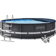 Каркасний басейн Intex 26334-4в1, 610 х 122 см (басейн, підстилка, драбина, тент) Каркасний басейн Intex 26334-4в1, 610 х 122 см (басейн, підстилка, драбина, тент)