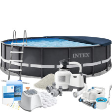 Каркасний басейн MaxPro Intex 26334-11в1, 610 х 122 см (басейн, підстилка, драбина, фільтр 10 500 л/год, пісок, альгенікс, хлоргенератор 16 г/год, сіль, тент, скіммер, робот-пилосос) Каркасний басейн MaxPro Intex 26334-11в1, 610 х 122 см (басейн, підстилка, драбина, фільтр 10 500 л/год, пісок, альгенікс, хлоргенератор 16 г/год, сіль, тент, скіммер, робот-пилосос)