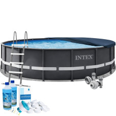 Каркасний басейн Intex 26334-6, 610 х 122 см (басейн, підстилка, драбина, альгенікс, хлор таблетки, тент) Каркасний басейн Intex 26334-6, 610 х 122 см (басейн, підстилка, драбина, альгенікс, хлор таблетки, тент)