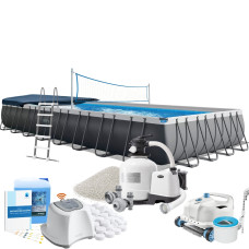 Каркасний басейн MaxPro Intex 26378-12в1, 975 х 488 х 132 см (басейн, підстилка, драбина, фільтр 12 000 л/год, пісок, альгенікс, хлоргенератор 16 г/год, сіль, тент, скіммер, робот-пилосос, волейбол) Каркасний басейн MaxPro Intex 26378-12в1, 975 х 488 х 132 см (басейн, підстилка, драбина, фільтр 12 000 л/год, пісок, альгенікс, хлоргенератор 16 г/год, сіль, тент, скіммер, робот-пилосос, волейбол)