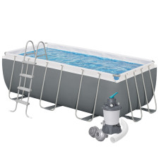 Каркасний басейн Bestway 56457, 412 х 201 х 122 см (басейн, драбина, фільтр 3 028 л/год)