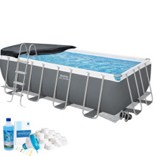 Каркасний басейн Bestway 56671-6в1, 488 х 244 x 122 см (басейн, підстилка, драбина, альгенікс, хлор таблетки, тент)