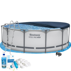 Каркасний басейн Bestway 56420-6в1, 366 х 122 см (басейн, підстилка, драбина, альгенікс, хлор таблетки, тент) Каркасний басейн Bestway 56420-6в1, 366 х 122 см (басейн, підстилка, драбина, альгенікс, хлор таблетки, тент)