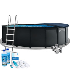 Каркасний басейн Intex 26330-6в1, 549 x 132 см (басейн, підстилка, драбина, альгенікс, хлор таблетки, тент) Каркасний басейн Intex 26330-6в1, 549 x 132 см (басейн, підстилка, драбина, альгенікс, хлор таблетки, тент)