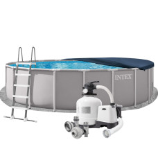 Каркасний басейн Intex 26756-5, 610 х 132 см (басейн, підстилка, драбина, тент, 12 000 л/год)