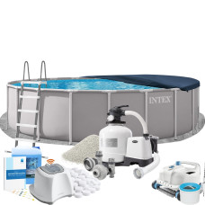 Каркасний басейн MaxPro Intex 26756-11в1, 610 х 132 см (басейн, підстилка, драбина, фільтр 10 500 л/год, пісок, альгенікс, хлоргенератор 16 г/год, сіль, тент, скіммер, робот-пилосос) Каркасний басейн MaxPro Intex 26756-11в1, 610 х 132 см (басейн, підстилка, драбина, фільтр 10 500 л/год, пісок, альгенікс, хлоргенератор 16 г/год, сіль, тент, скіммер, робот-пилосос)