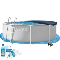Каркасний басейн Intex 26706-6в1, 305 х 99 см (басейн, підстилка, драбина, альгенікс, хлор таблетки, тент) Каркасний басейн Intex 26706-6в1, 305 х 99 см (басейн, підстилка, драбина, альгенікс, хлор таблетки, тент)