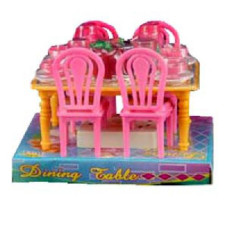 Детский игровой набор посуды на 4 персоны столы стулья посуда и продукты Розовый (TB-5497)