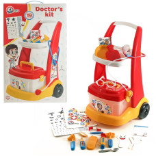 Детский игровой набор Технок Маленький доктор с тележкой медицинские инструменты и аксессуары Разноцветный (TB-14390)