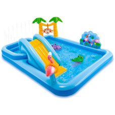 Intex 57161 (254 x 196 x 84см) Детский надувной центр с горкой Приключения в Джунглях