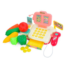 Детский игровой кассовый аппарат 682-2A-2B(Pink) сканер, деньги, продукты Детский игровой кассовый аппарат 682-2A-2B(Pink) сканер, деньги, продукты