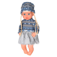 Детская кукла Bambi Яринка музыкальная на украинском языке 39 см 21х43х10 см с сине-серым платьем Бежевый (M 5602(Grey-Blue)-RT)