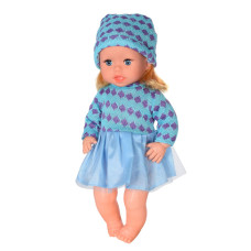 Детская кукла Bambi Яринка музыкальная на украинском языке 39 см 21х43х10 см с голубым платьем Бежевый (M 5602(Blue)-RT)