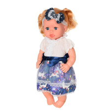 Детская кукла Bambi Яринка музыкальная на украинском языке 39 см 21х43х10 см в сине-белом платье Бежевый (M 5603(White-Blue)-RT)