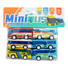 Детский набор инерционных автобусов HET-057, 6 штук в пакете Детский набор инерционных автобусов HET-057, 6 штук в пакете
