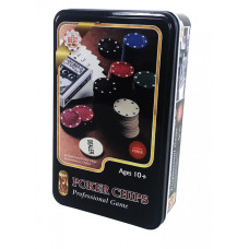 Настольная игра Покер HQ J02070 в металлической коробке 19х12 см Разноцветный (J02070P-RT)