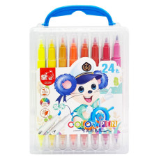 Набор двухсторонних фломастеров 249-24(Blue) в пластиковом боксе, 24 цвета