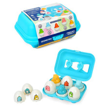 Сортер-головоломка Монтессори Яйца со смайлами DF35, 6 шт в лотке