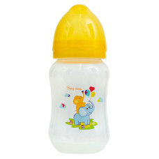 Бутылочка для кормления с широким горлышком и силиконовой соской 1002 жовтий 250 мл Бутылочка для кормления с широким горлышком и силиконовой соской 1002 жовтий 250 мл