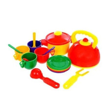 Детский игровой набор посудки ЮНИКА 70316 16 предметов (Разноцветный)