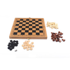 Настольная игра 3 в 1 шахматы шашки и нарды BK Toys Дерево Коричневый (S3023-RT)